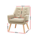 Armchair Lounge Chair Accent Armchairs Fabric Single Sofa Chairs Beige