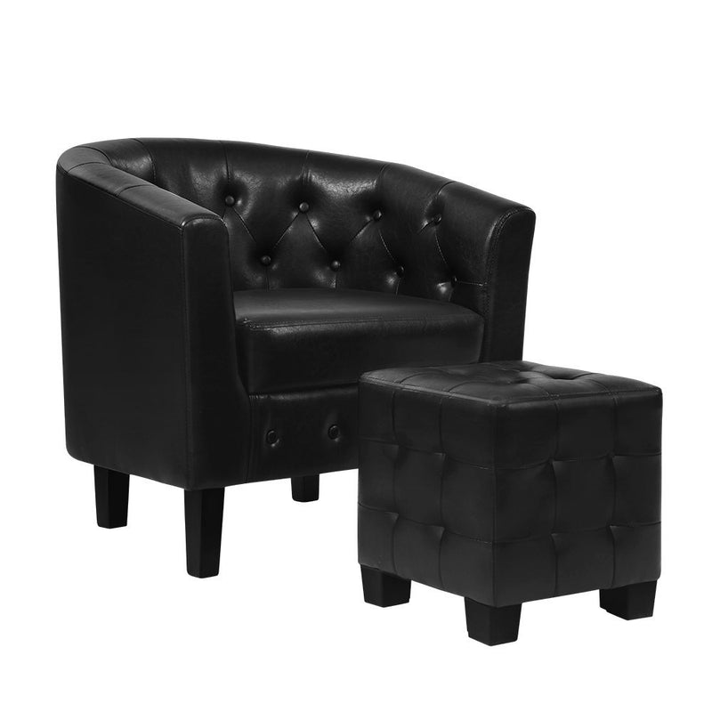 Armchair Lounge Chair Ottoman Tub Accent Chairs PU Sofa Armchairs