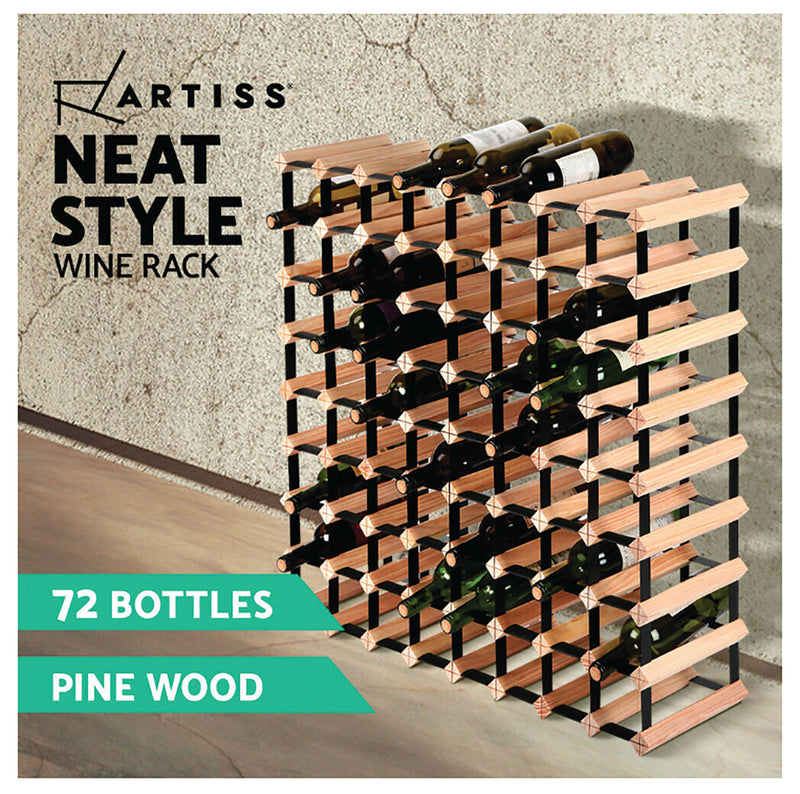 72 Bottle Timber & Steel Wine Rack