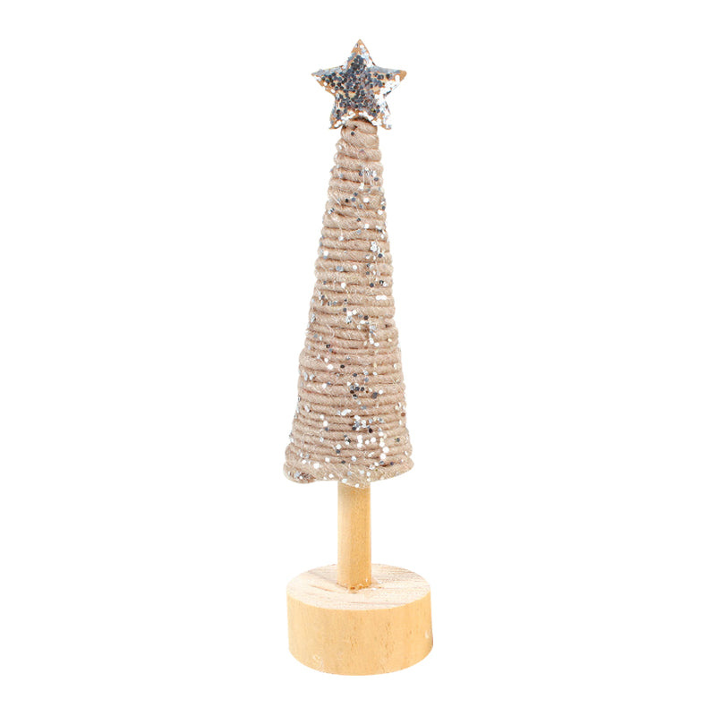 WOOL CHRISTMAS TREE ON WOODEN BASE