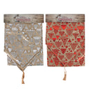 BURLAP FOIL TASSELED CHRISTMAS TABLE RUNNER