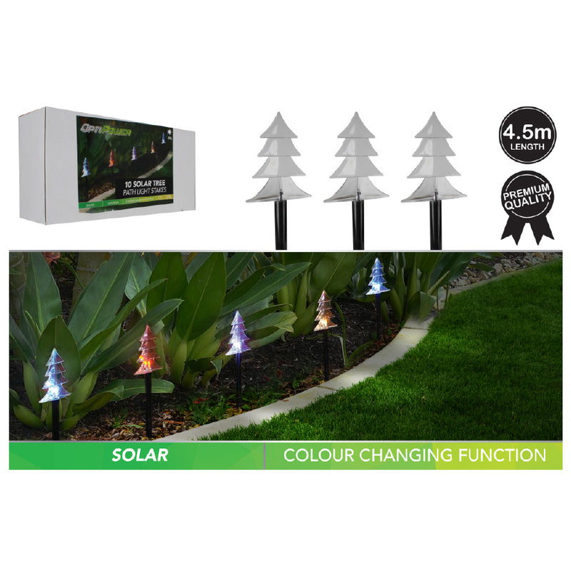 SET OF 10 TREE DESIGN SOLAR LIGHTS