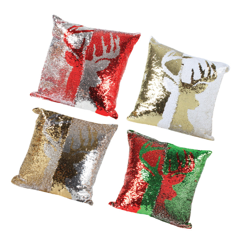 CHRISTMAS REINDEER GLITTER CUSHION