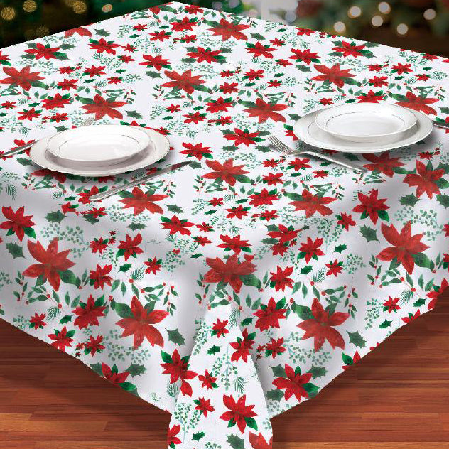 CHRISTMAS POINSETTIA TABLE CLOTH