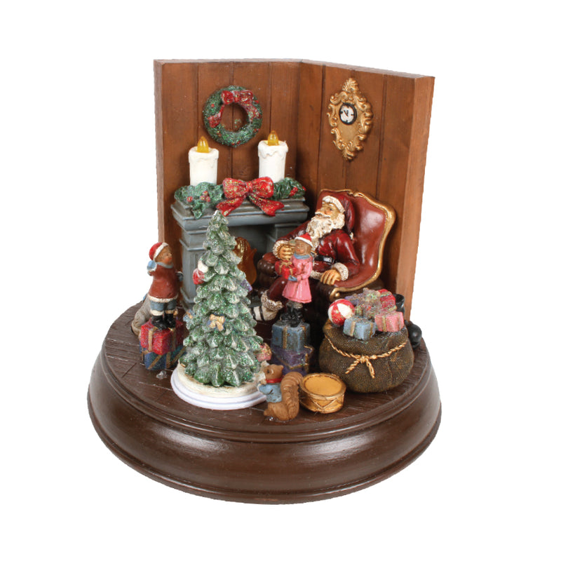 SANTA BY THE FIRE LIGHT UP MUSICAL ORNAMENT