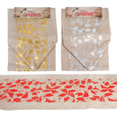 BURLAP FOIL LEAF CHRISTMAS TABLE RUNNER
