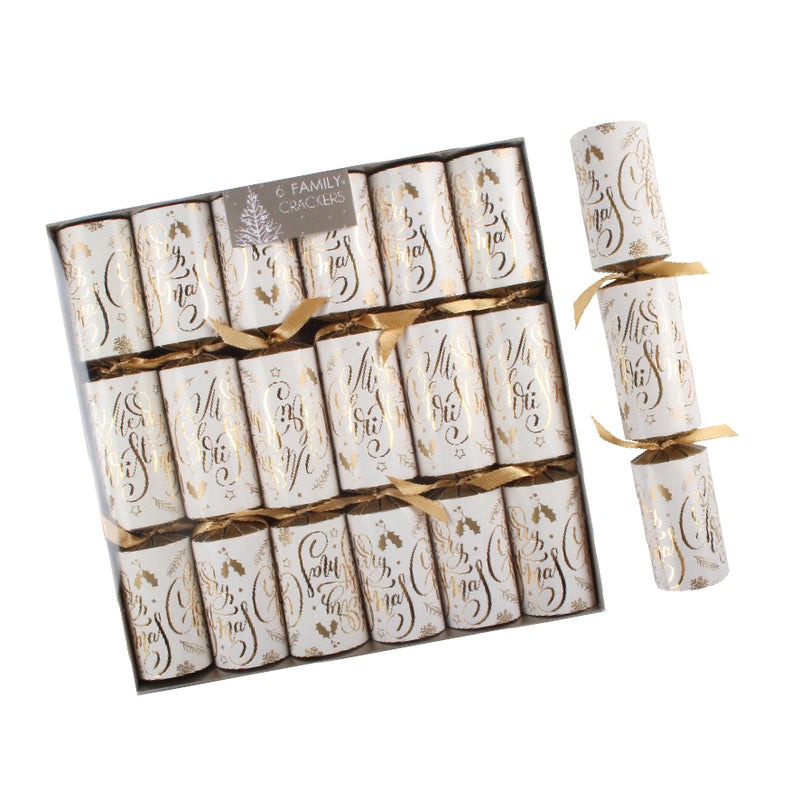 6 MERRY CHRISTMAS CALLIGRAPHY STYLE CRACKERS