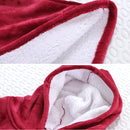 2 Pcs DreamZ Plush Fleece Sherpa Hoodie Sweatshirt Huggle Blanket Pajamas Red