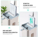 Flat Mop Bucket 360 Rotating Self Wash Cleaning Wet and Dry Pads 3 MOP Heads Set