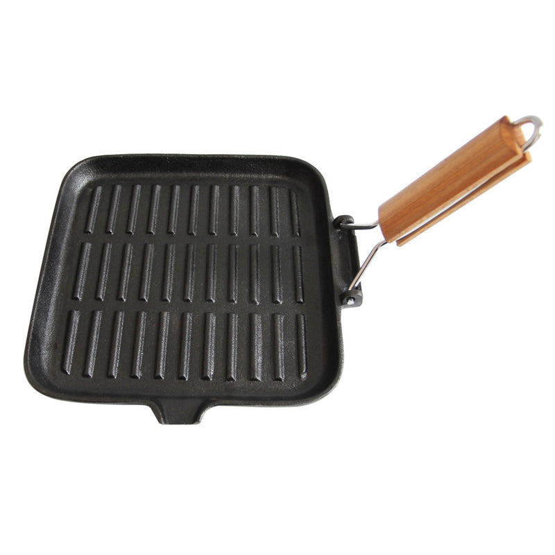CAST IRON SKILLET WITH WOOD HANDLE 24X24CM