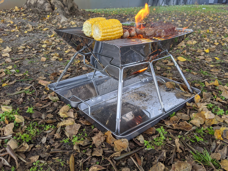 FRONTIER 360 SSTEEL FOLD BBQ FIREPIT 42X36.5X35C  CARRY BAG