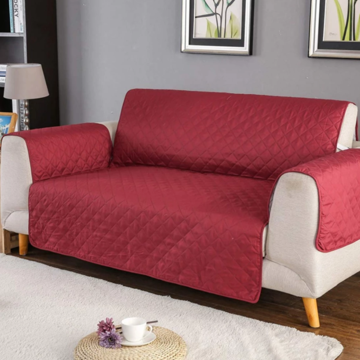 Couch Covers Protector Slipcovers 2 Seater Reversible Black/Red