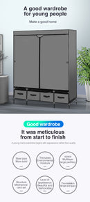 Levede Portable Wardrobe 4 Drawers Large Storage Cabinet Organiser Shelf Rack