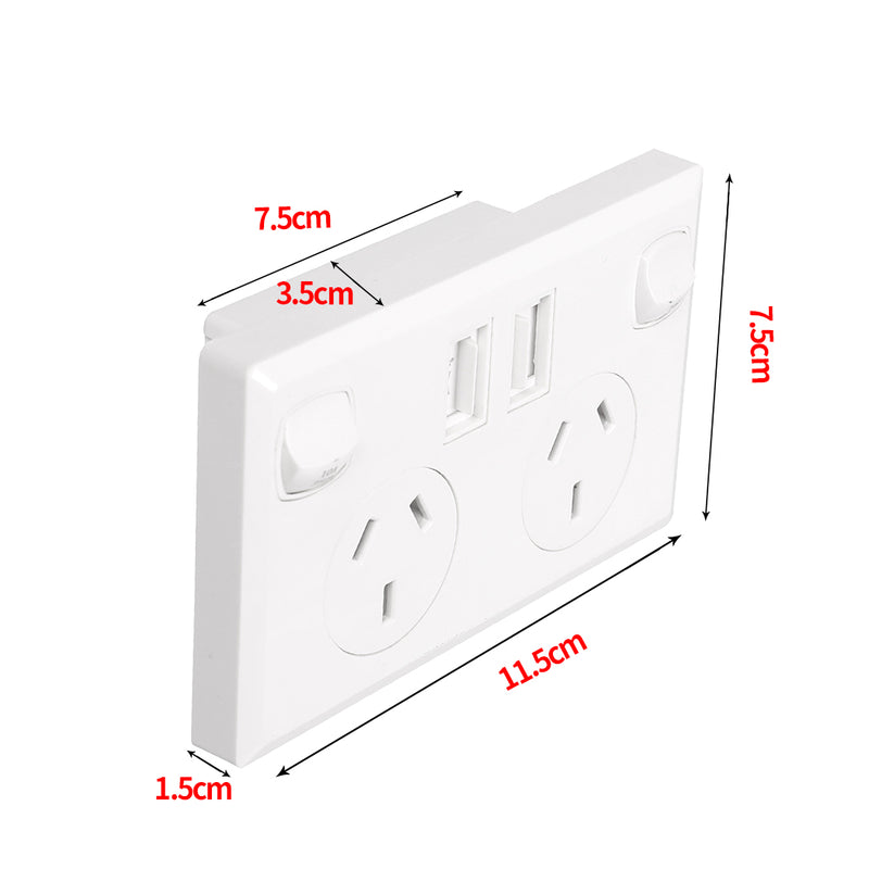 Dual USB Wall Socket Power Point Home Supply Electrical Charger SAA Outlet Plate