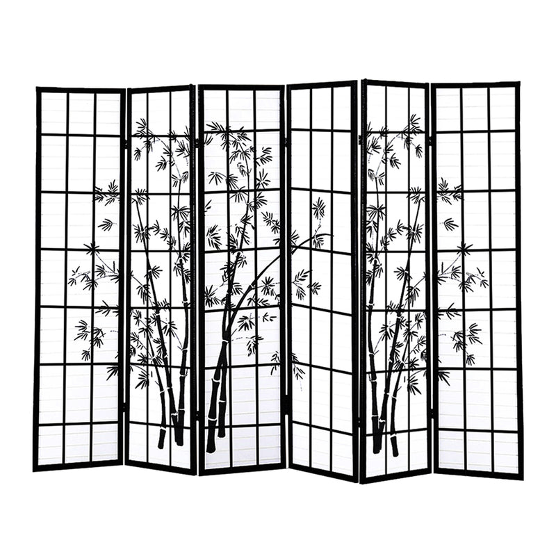 Levede 6 Panel Free Standing Foldable  Room Divider Privacy Screen Bamboo Print