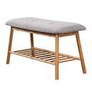 Shoe Bench Bamboo Shoes Storage Cushion Seat Rack Shelf Cabinet Organiser L