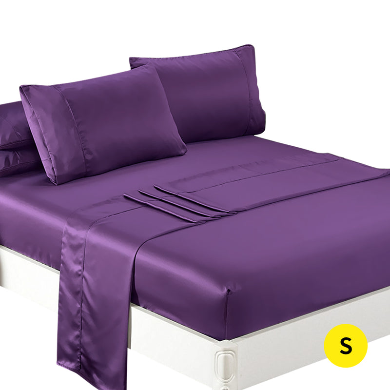 DreamZ Ultra Soft Silky Satin Bed Sheet Set in Single Size in Purple Colour