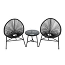 3Pcs Outdoor Furniture Set Garden Patio Chair Table Wicker Setting Chairs Bench