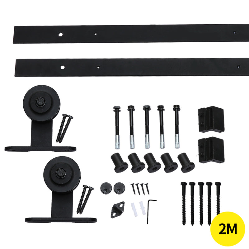 2M Antique Classic Style Single Sliding Barn Door Hardware Track Roller Kit