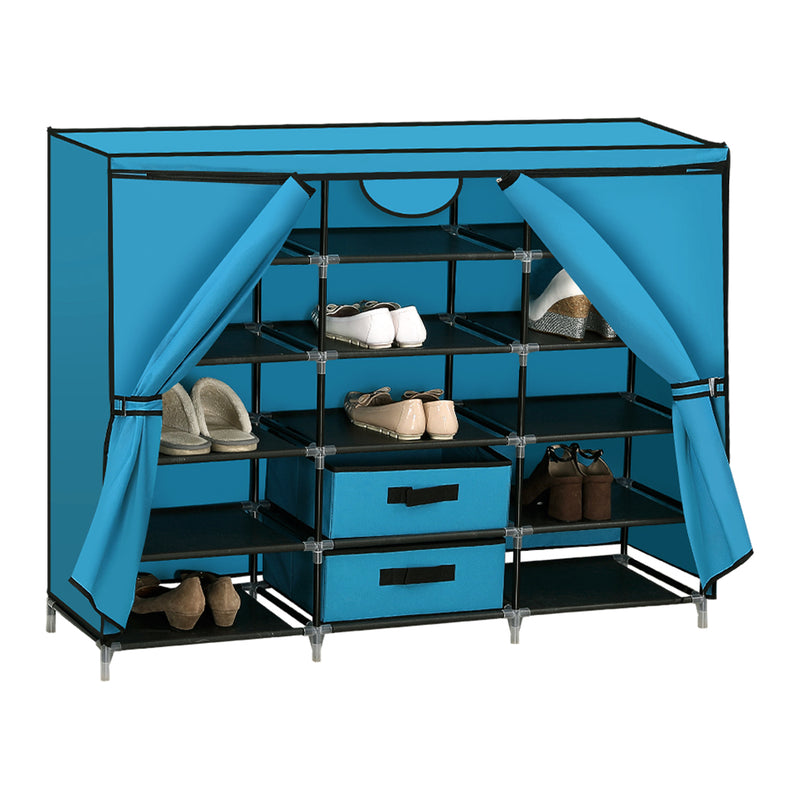 Shoe Rack DIY Portable Storage Cabinet Organiser Stackable Shelf Organizer Blue