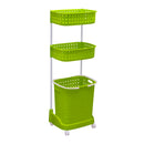 3 Tier Bathroom Laundry Clothes Baskets Bin Hamper Mobile Rack Removable Shelf