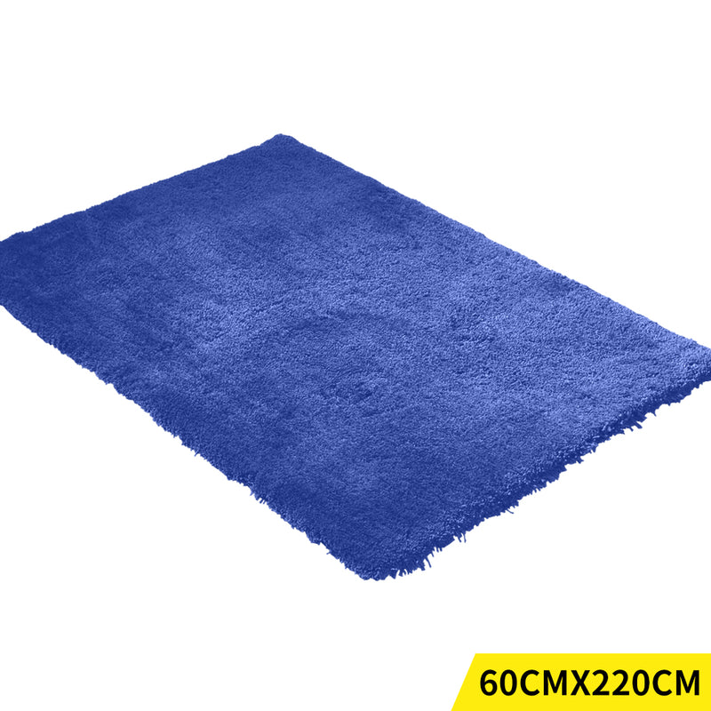 Ultra Soft Anti Slip Rectangle Plush Shaggy Floor Rug Carpet in Blue 60x220cm