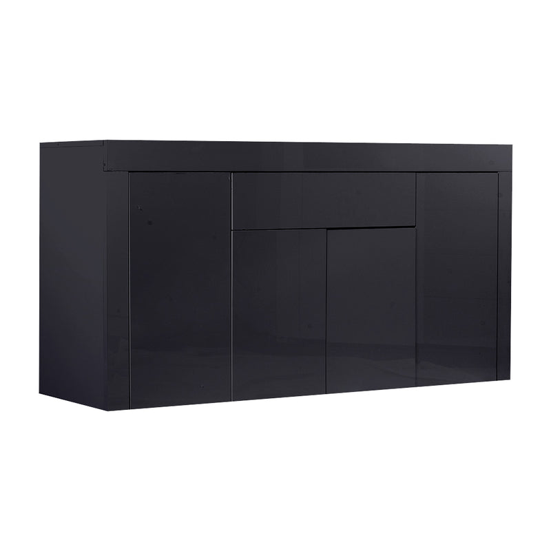 Levede Buffet Sideboard Cabinet High Gloss Storage Modern Doors Cupboard Black