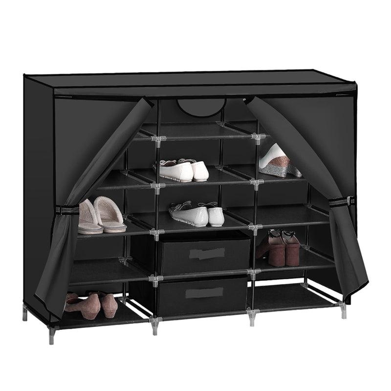 Shoe Rack DIY Portable Storage Cabinet Organiser Stackable Shelf Organizer Black