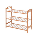 2x Levede 3 Tier Bamboo Shoe Rack Shoes Organizer Storage Shelves Stand Shelf