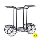 2x Plant Stand Outdoor Indoor Pot Garden Decor Flower Rack Wrought Iron 4Wheeler