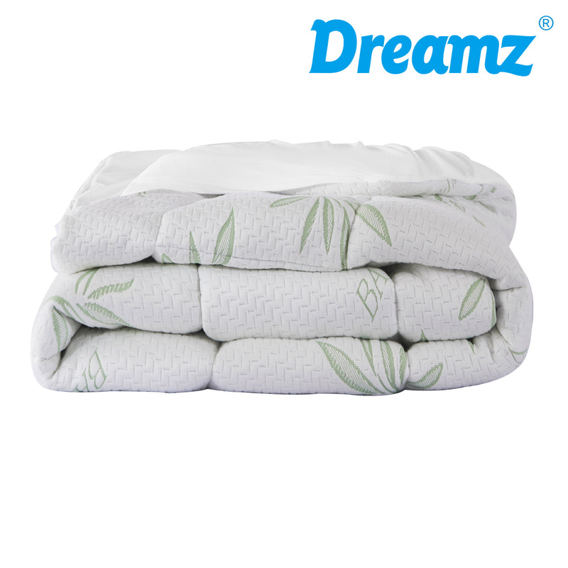 Dreamz Bamboo Pillowtop Mattress Topper Protector Waterproof Cool Cover King