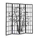 Levede 4 Panel Room Divider Screen Door Stand Privacy Fringe Wood Fold Bamboo