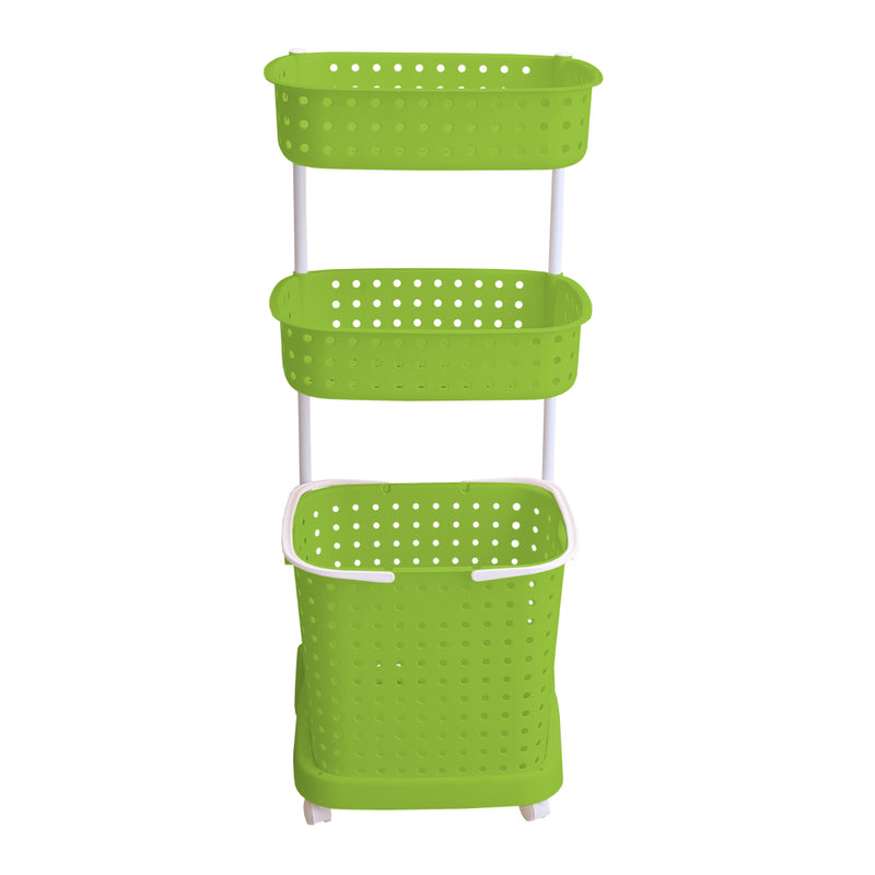 3 Tier Bathroom Laundry Clothes Baskets Bin Hamper Mobile Rack Removable Shelf