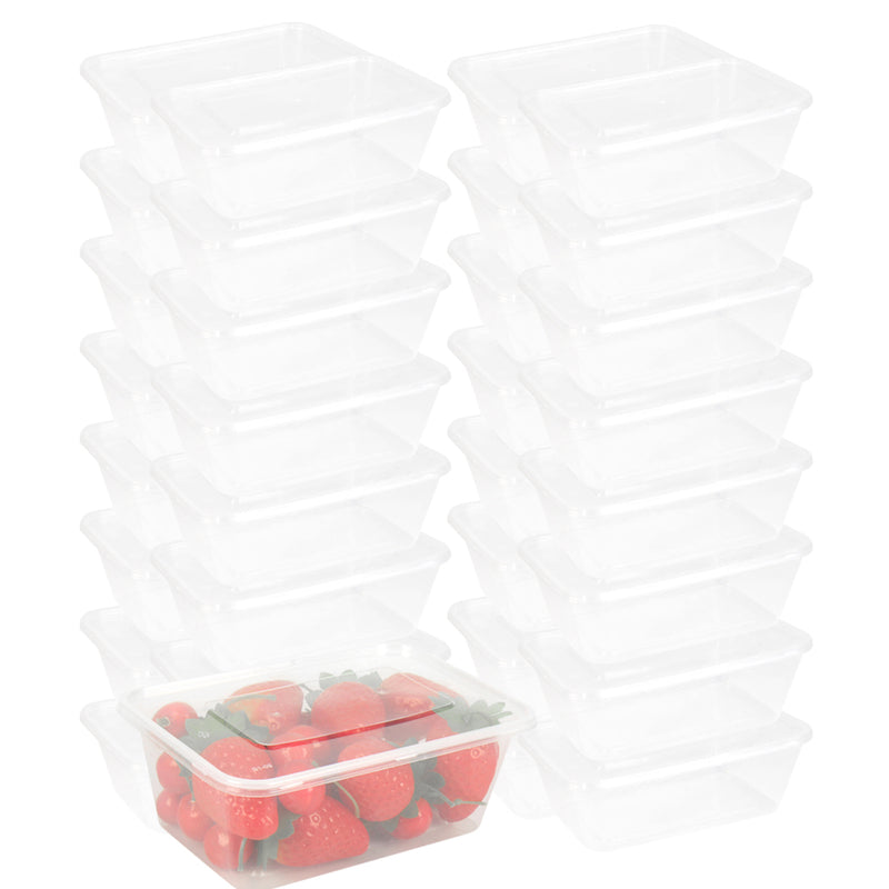 200 Pcs 750ml Take Away Food Plastic Containers Boxes Base and Lids Bulk Pack