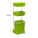 3 Tier Bathroom Laundry Clothes Baskets Bin Hamper Mobile Rack Removable Shelf