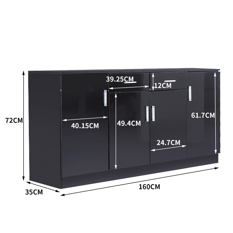 Levede Buffet Sideboard Storage Cabinet Artiss High Gloss Cupboard Drawers Black