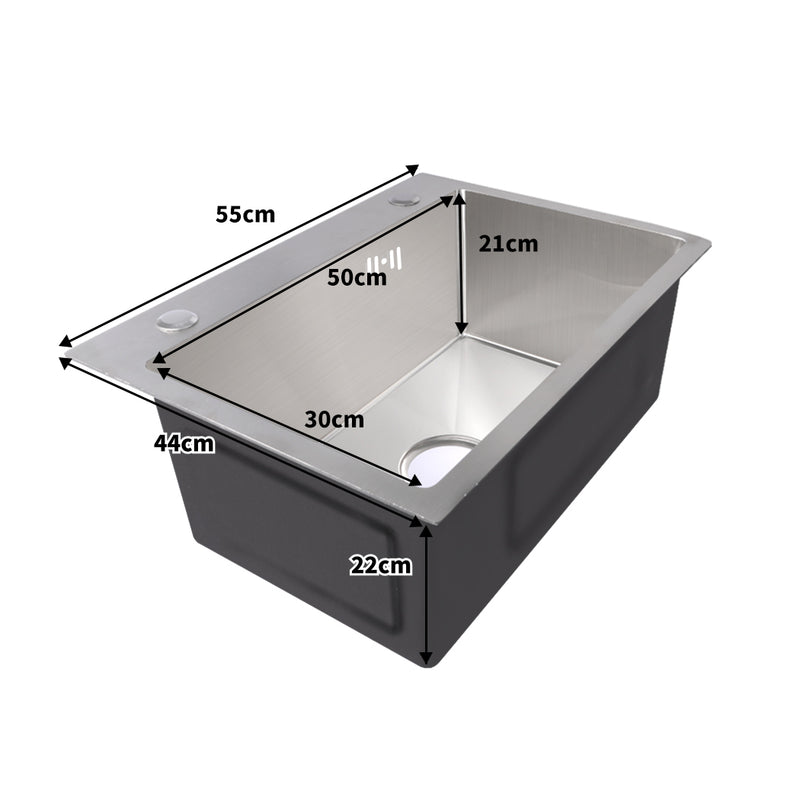 Stainless Steel Kitchen Sink Under/Topmount Sinks Laundry Single Bowl 550 X400MM