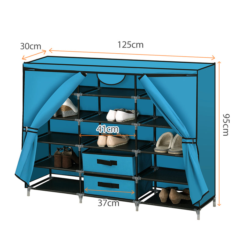 Shoe Rack DIY Portable Storage Cabinet Organiser Stackable Shelf Organizer Blue