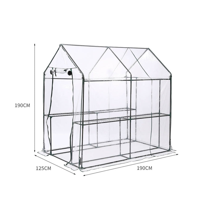 2 Tier Walk In Greenhouse Garden Shed PVC Cover Film Tunnel Green House Plant