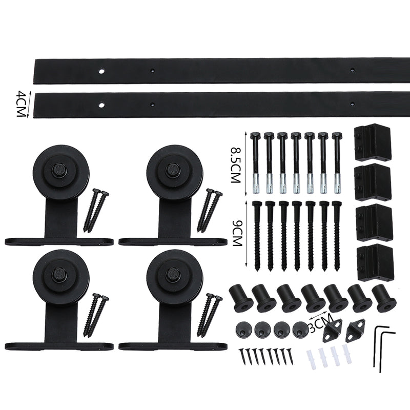 2.44M Antique Classic Style Double Sliding Barn Door Hardware Track Roller Kit