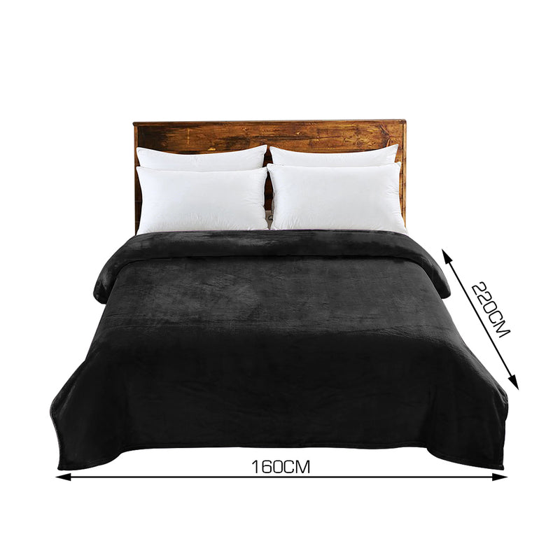 DreamZ 320GSM 220x160cm Ultra Soft Mink Blanket Warm Throw in Black Colour