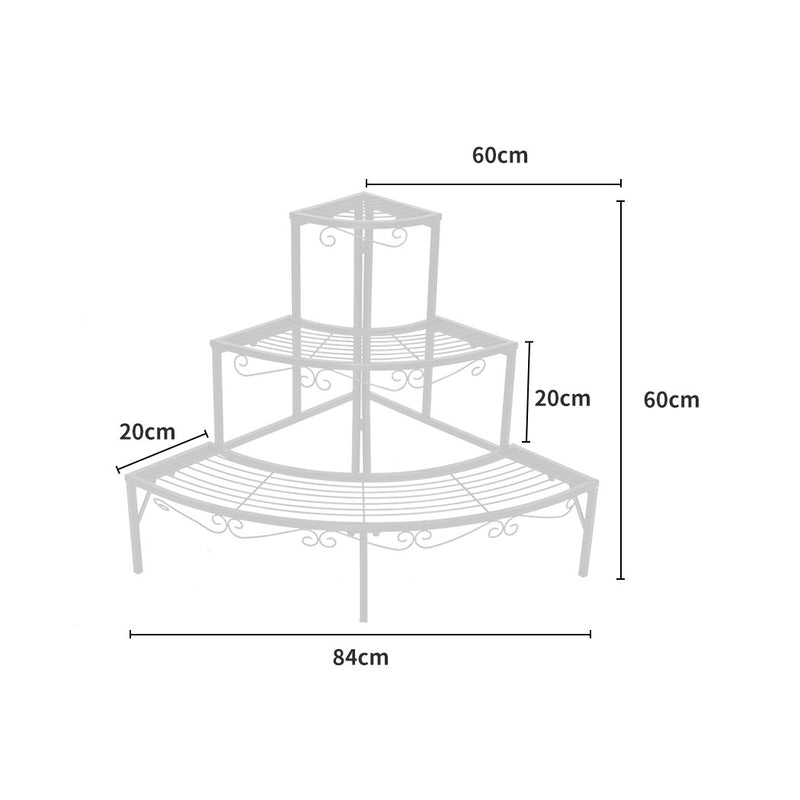 2x Levede Plant Stand Outdoor Indoor Garden Metal 3 Tier Planter Corner Shelf