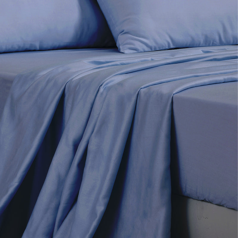 DreamZ 4 Pcs Natural Bamboo Cotton Bed Sheet Set Size Double Bluish Grey