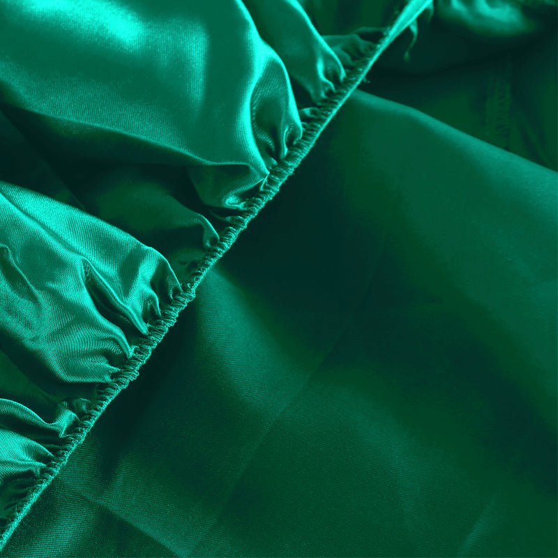 DreamZ Ultra Soft Silky Satin Bed Sheet Set in Queen Size in Teal Colour