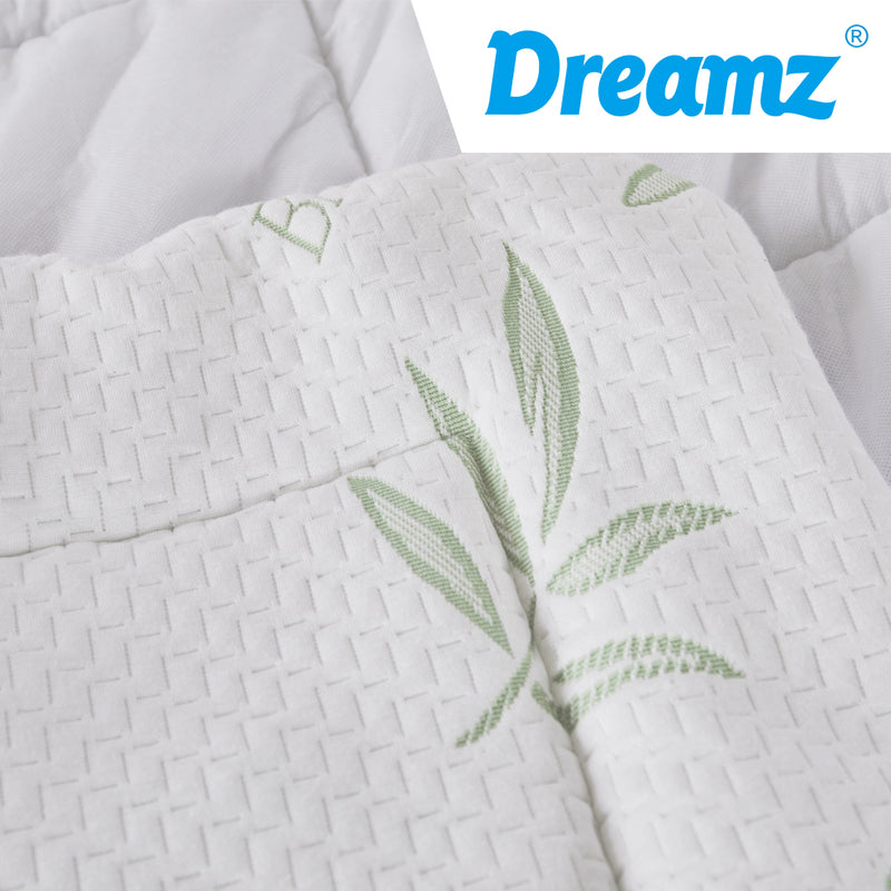 Dreamz Bamboo Pillowtop Mattress Topper Protector Waterproof Cool Cover Double