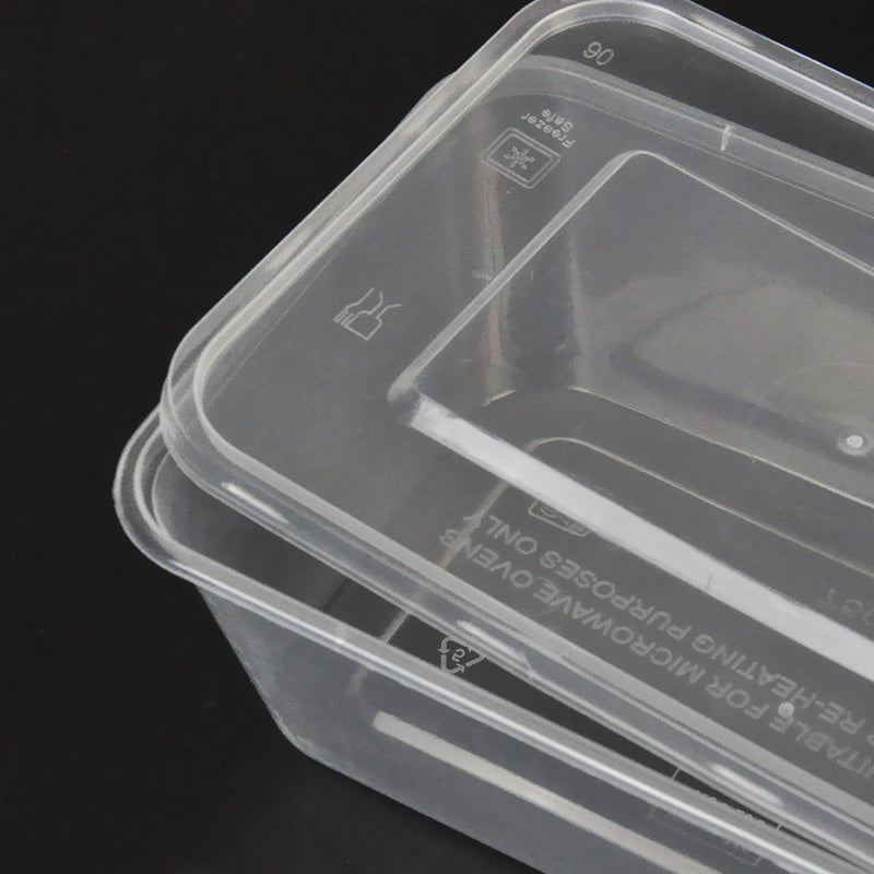 100 Pcs 1000ml Take Away Food Plastic Containers Boxes Base and Lids Bulk Pack