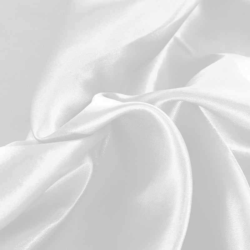 DreamZ Ultra Soft Silky Satin Bed Sheet Set in Queen Size in White Colour