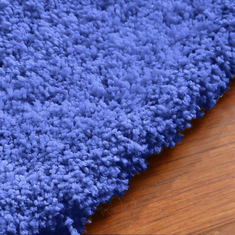 Ultra Soft Anti Slip Rectangle Plush Shaggy Floor Rug Carpet in Blue 60x220cm