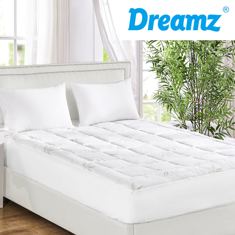 Dreamz Bamboo Pillowtop Mattress Topper Protector Waterproof Cool Cover King