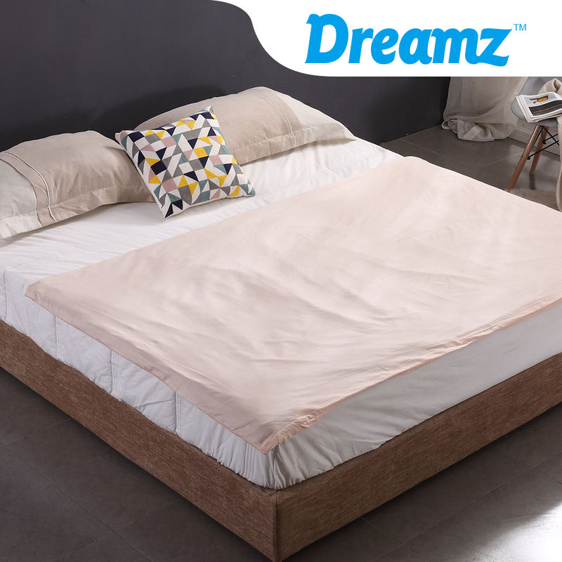 DreamZ 121x92cm Cotton Anti Anxiety Weighted Blanket Cover Protector Beige